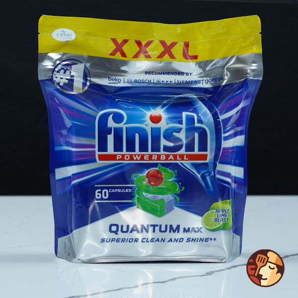 Viên rửa bát Finish Quantum Max 60 viên - Hương táo chanh