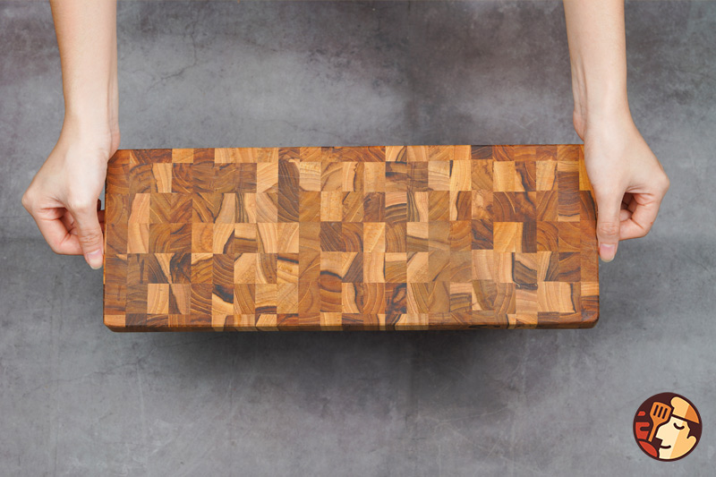 thớt gỗ Teak ghép đầu cây hình chữ nhật 41x15x3,8 cm