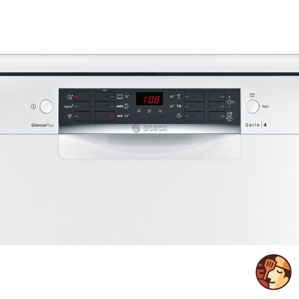 Màn hình hiển thị TFT của máy rửa bát Bosch SMS46GW04E cung cấp thông tin rõ ràng, dễ sử dụng
