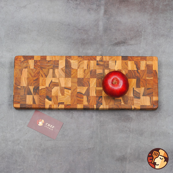 Thớt gỗ Teak Chef Studio ghép đầu cây hình chữ nhật 41x15x3,8 cm