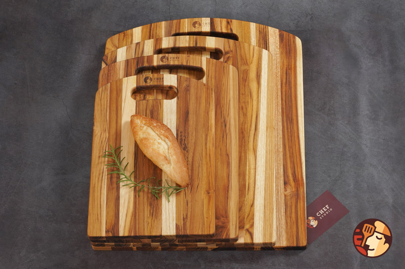 Thớt gỗ Teak Chef Studio hình chữ nhật bo đầu oval