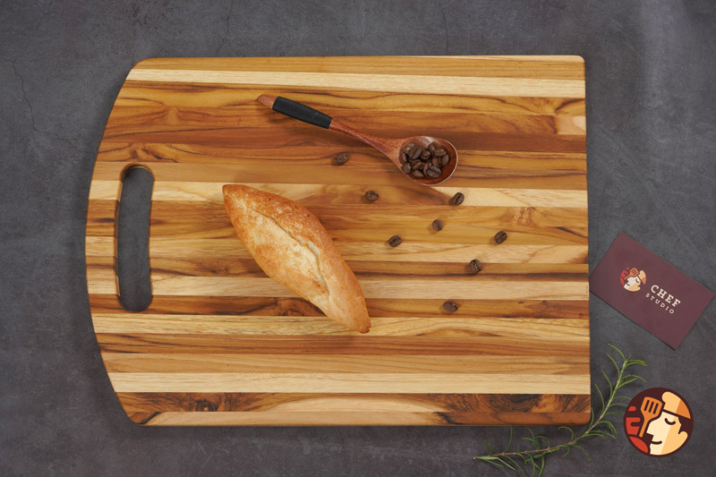 Thớt gỗ Teak Chef Studio hình chữ nhật bo đầu oval 40,5x30,5x1,4 cm
