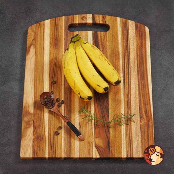 Thớt gỗ Teak Chef Studio hình chữ nhật bo đầu oval 45x35x1,4 cm