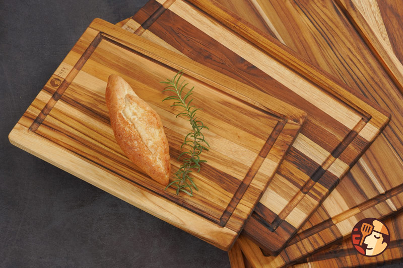 Thớt gỗ Teak Chef Studio hình chữ nhật có rãnh