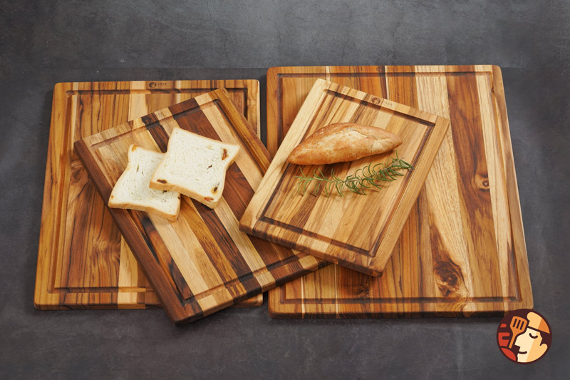 Thớt gỗ Teak Chef Studio hình chữ nhật có rãnh