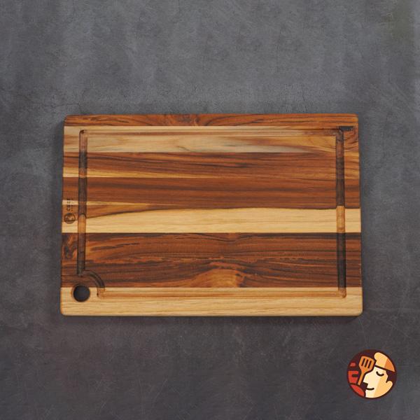 Thớt gỗ Teak Chef Studio hình chữ nhật có rãnh và lỗ treo 35x25x1,4 cm