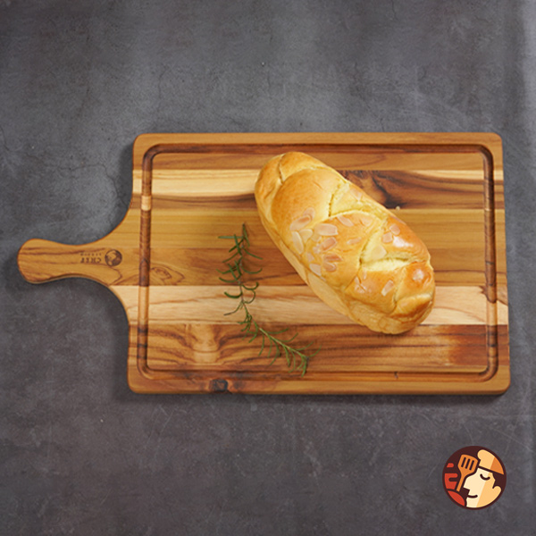 Thớt gỗ Teak Chef Studio hình chữ nhật có rãnh và tay cầm 45x25x1,4 cm