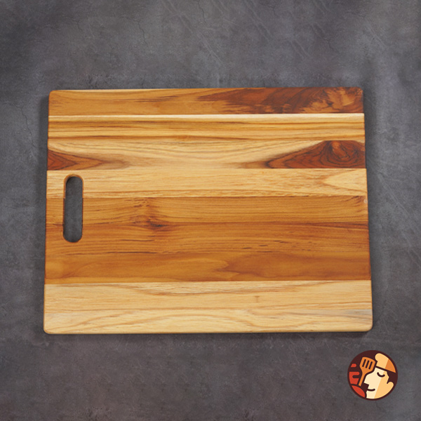 Thớt gỗ Teak Chef Studio hình chữ nhật có tay nắm 45x35x1,4 cm