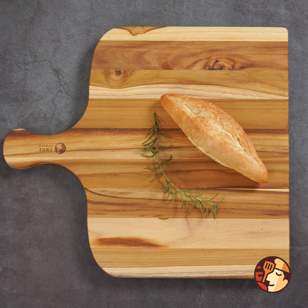 Thớt gỗ Teak Chef Studio hình vuông có tay cầm 35,5x32x1,9 cm
