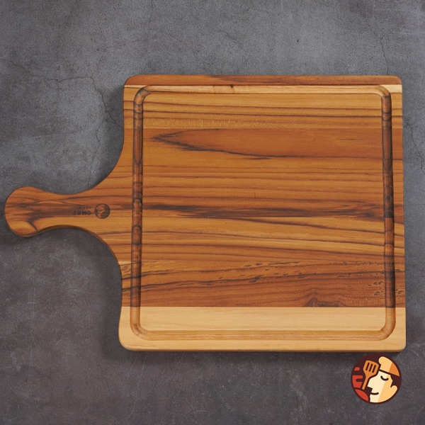 Thớt gỗ Teak Chef Studio hình vuông có tay cầm 35,5x25x1,4 cm