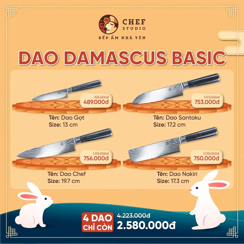 Chef Studio tiên phong sản xuất bộ dao Damascus Basic