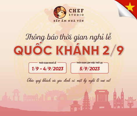 Chef Studio thông báo lịch nghỉ lễ Quốc Khánh 2023