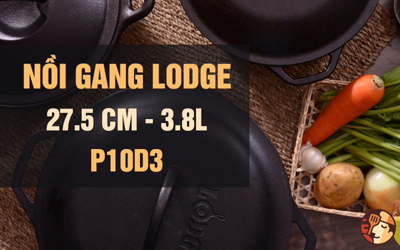 Nồi gang Lodge 27.5 cm - dung tích 3.8 lít P10D3